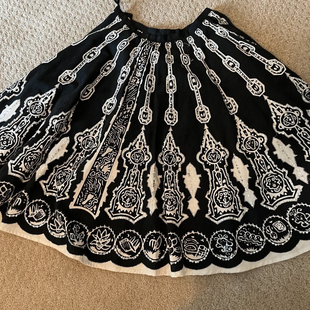 Boston Proper Full Skirt India Print Vintage